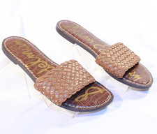 Sam Edelman Size 9M Saddle Tan GERALDINE Studded Woven Slide Sandals