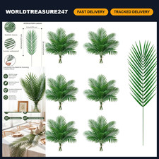 100 Pcs 25" Faux Palm Leaves - Large Tropical Fronds for Home Decor, Crafts