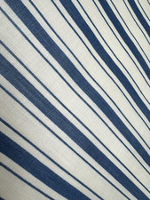Blue White Stripe Polished Cotton Decor Fabric BTY 58