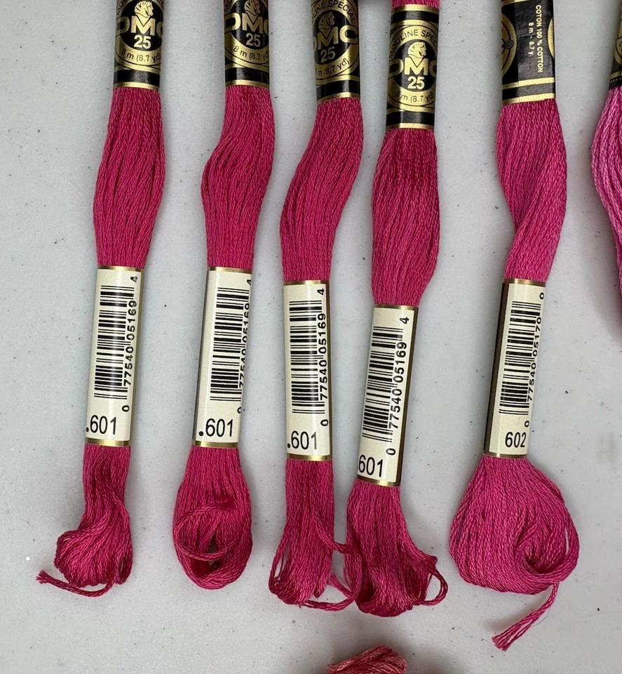 LOT of 20 Skeins DMC Embroidery Floss 100% Cotton PINKS: 601 - 605, 3350, Etc - Image 2 of 4