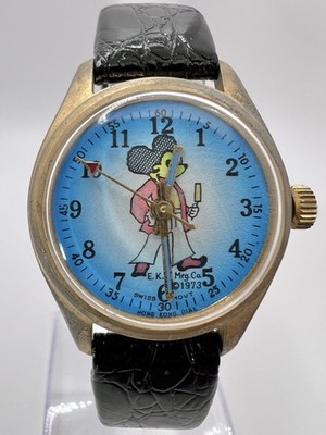 Vintage Rare 1970's Mickey Mouse Blue Sunburst Dial Disco