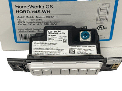 Lutron HomeWorks QS HQRD-H4S-WH, RF C L Hybrid seeTouch Keypad - New!