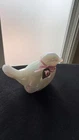 Vintage Fenton Opalescent Glass Bird Figure Bow and Pink Flower