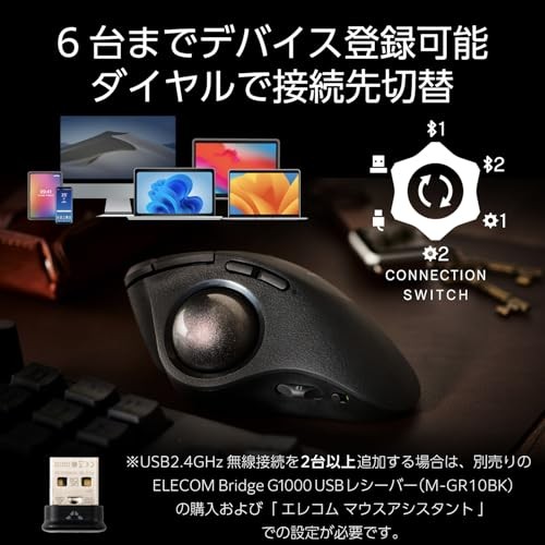 ELECOM Trackball Mouse IST PRO Multi-Connection Bluetooth Wireless