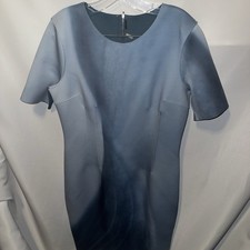 Elie Tahari Gwenyth Short Sleeve Marble Print Sheath Dress Blue Zip Up Size 14