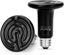 2-Pack Ceramic Heat Emitter,150W Reptile Heat Lamp Bulb for Amphibian
