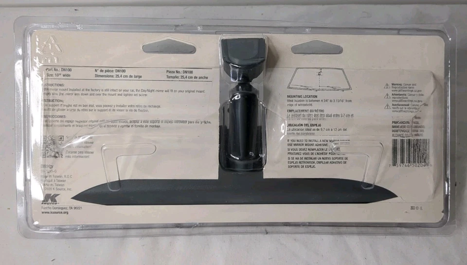 Espejo retrovisor K-Source DN100 10 días/noche ajustable vidrio irrompible rápido Foto 2 de 4