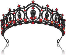 5.8cm Tall Skull Tiara Crown Gothic Rhinestone Queen Skeleton Headpiece Women's