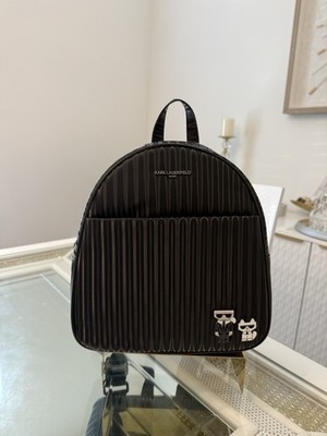 KARL LAGERFELD PARIS Backpack bsv  Black/Silver NWT $198