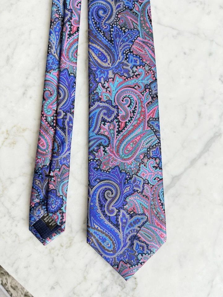 Corbata Zegna Cuello Seda Italia Azul Paisley Diseñador Lujo Quindici 15 Colores Wow Foto 3 de 4