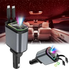 4in1 66W Car Mobile Phone Charger LED Star Projector 2 USB Ports for Iphone