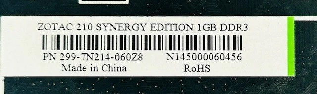 1GB Zotac Synergy NVidia GeForce 210 DVI / HDMI / VGA PCI-e Graphics Video Card - Image 2 of 4