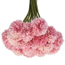 20Pcs Artificial Flower Heads Silk Chrysanthemum Hydrangea Dark Pink for Wedding