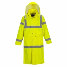 Portwest UH445 Mens Waterproof Raincoat Hi Vis Reflective 48" Jacket aa33