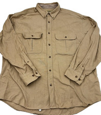 VTG Cabelas Deerskin Soft Chamois Flannel Shirt Mens XL Tan Heavyweight Workwear