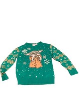 Disney Baby Yoda Christmas Sweater Kids Green Grogu Holiday Pullover Small