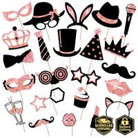 Foto Requisiten 24 StüCk Lustige Accessoires FüR Fotobox Rose Gold
