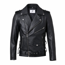 Brando Biker Black Rider Jacket in Cowhide Sh...