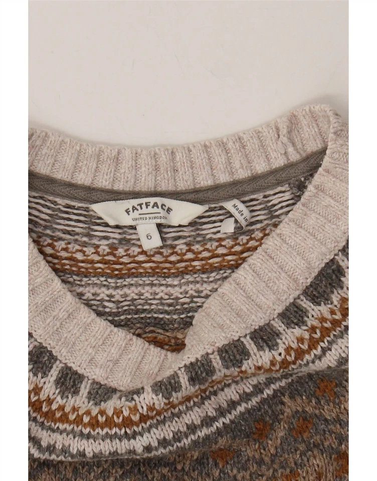 FAT FACE Womens Long Sleeve Jumper Dress UK 6 XS Grey Fair Isle Cotton DK11 - Image 3 of 3