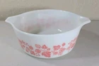 Vintage Pyrex 472 Pink White Gooseberry Casserole Dish 1.5 Pints No Lid