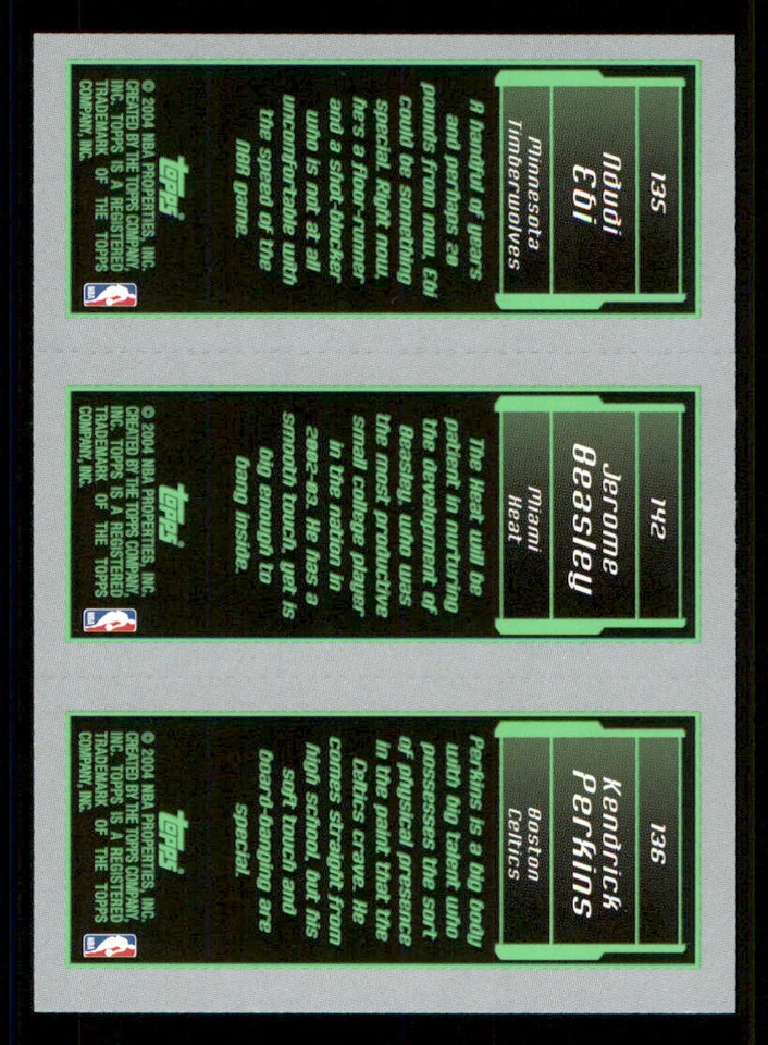 2003-04 Topps Rookie Matrix #PBE Kendrick Perkins 136 /Beasley 142 /Ndudi Ebi RC - Image 2 of 2