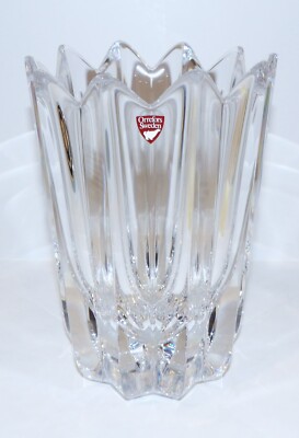 STUNNING SIGNED ORREFORS SWEDEN CRYSTAL JAN JOHANNSON 4514-22 FLEUR 7 5/8'' VASE