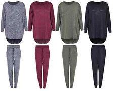 Womens Ladies Baggy Two Piece Casual Loungewear Sweatshirt Joggers Tracksuit Set