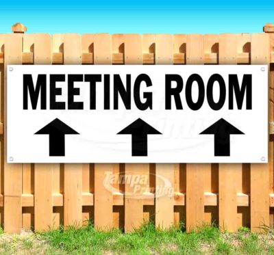 MEETING ROOM WH BLK UP Advertising Vinyl Banner Flag Sign Many Sizes ARROWS