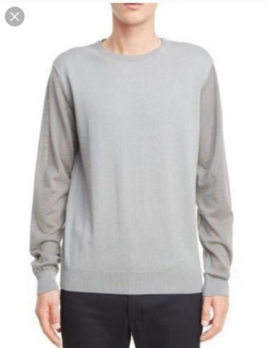 NEW $695 LANVIN Gray Cotton/Wool Color Block Pullover Sweater Size XL
