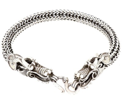 Silver bracelet dragon heads solid sterling silver 925 approx. 21 cm long L#030