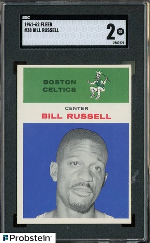 1961-62 Fleer Basketball #38 Bill Russell Boston Celtics RC Rookie HOF SGC 2