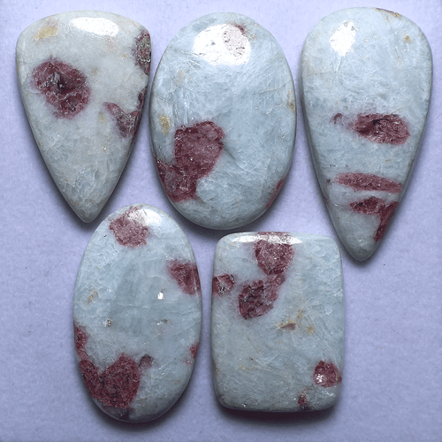 5 Pcs Natural Pink Tourmaline Quartz Untreated 32mm-46mm Cabochon Gemstones Lot - Picture 3 of 10