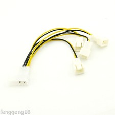 1pc 4-pin Power Molex 2 Wire Male Pin to 4 x 3-Pin Male Y Fan Cable Adapter