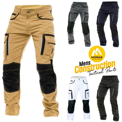 Mens Heavy Duty Workwear Pants Utility Construction Safety Cordura Trousers