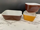 Vintage Pyrex Brown And Butterscotch Butter Dish Casserole 501-B, 502