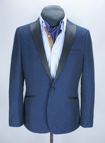 Moss London Blazer Jacket Men's UK 40R EUR 102 CM Blue Navy Floral Dinner Tuxedo - Picture 18 of 22