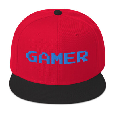 8 Bit Gamer Embroidered Flat Bill Cap Snapback Hat