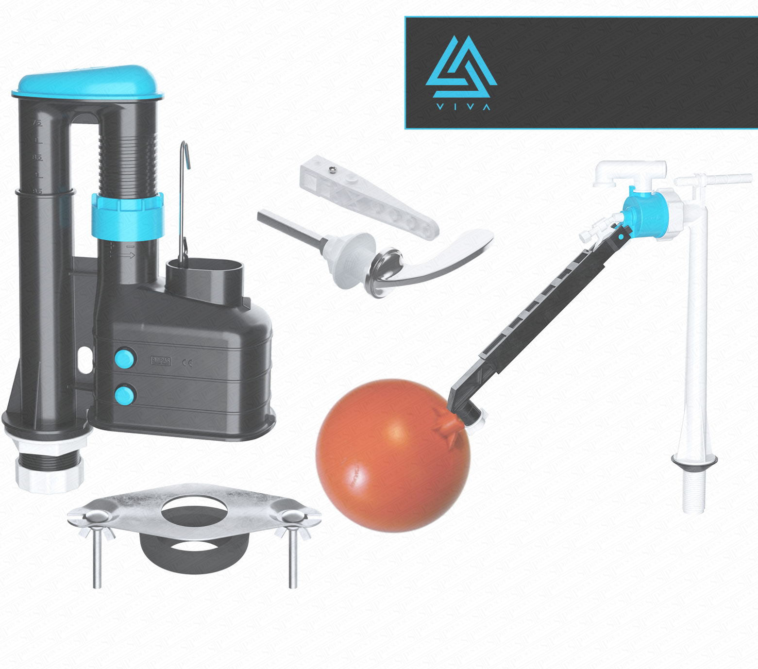 Toilet Close Coupled Fittings Pack for Cistern Lever Syphon Ballvalve