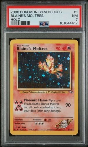 2000 POKEMON GYM HEROES BLAINE'S MOLTRES HOLO 1/132 PSA NEAR MINT 7 SEXY CARD