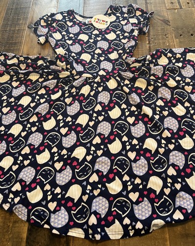 Dot Dot Smile size 5/6 girls Cap sleeve twirl dress New Cats - Picture 3 of 4
