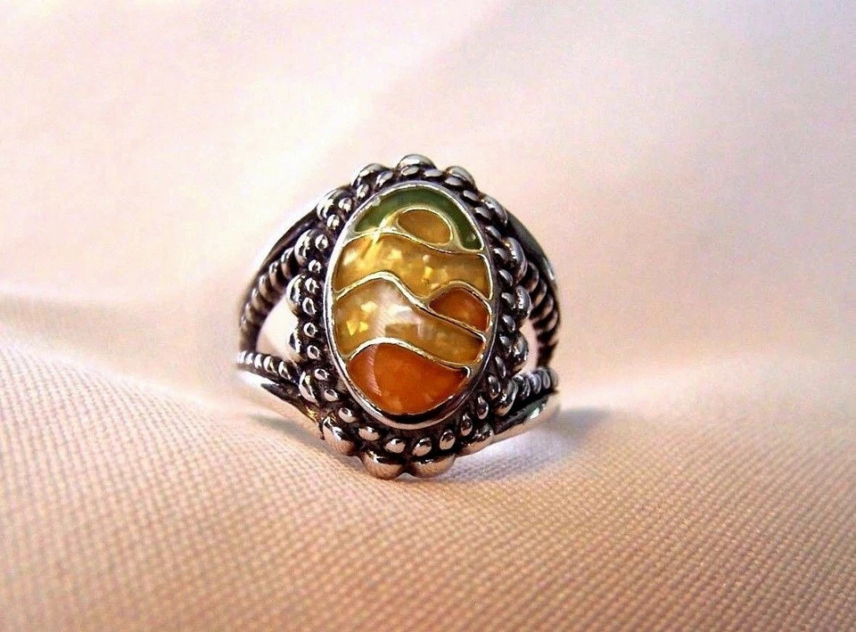 Carolyn Pollack Amarillo y Verde Plata de Ley 925 Talla 6 ¡Precioso Anillo!  Foto 4 de 4