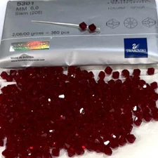Swarovski Art.# 5301 - 6mm Siam red Bicone Crystal Beads SW237