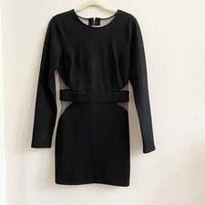 Tobi Three Little Words Black Mesh Long Sleeve Bodycon Mini Dress Medium