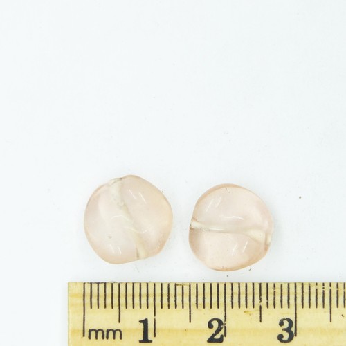 Cuentas de vidrio rosa giro transparente 12 mm. Paquete de 20. Hecho en la India. - Imagen 2 de 2