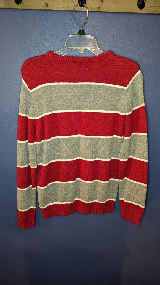 Suéter de Lugar para Niños Jóvenes Niño Talla XL 14 Rojo Blanco Rayas Gris Suéter Foto 3 de 3