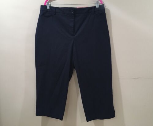 Talbots The Perfect Skimmer Curvy Capri Pants Chino Blue Navy Womens 16W New