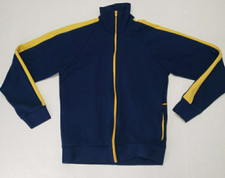 Vintage 70s 80s Court Casuals Track Jacket Mens Medium Blue Striped USA made EUC