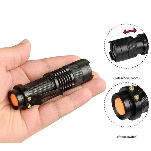 COB LED Taschenlampe Ultrahelle Zoomable Mini Taschenlampe Fokus Licht AA/14500 - Bild 2 von 8