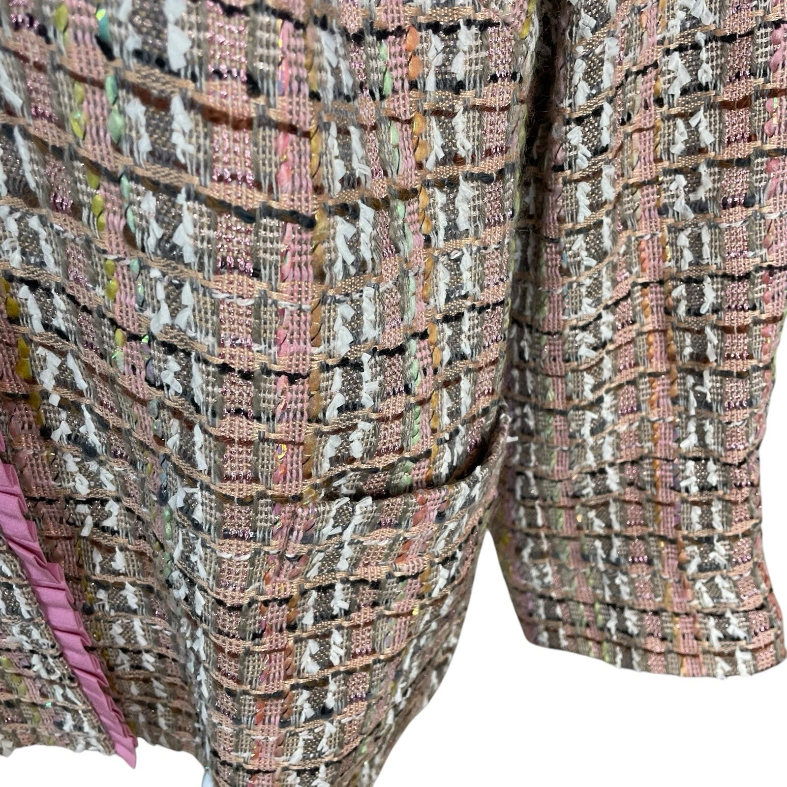Blazer Elana by Tanner 16 rosa testurizzato "Chanel Look" tweed seta lana mohair