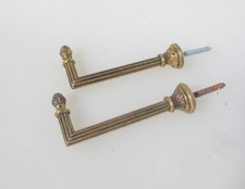 Vintage Brass Tie Backs Old Hooks Cord Hangers Curtain French Window Blind 3.5"D